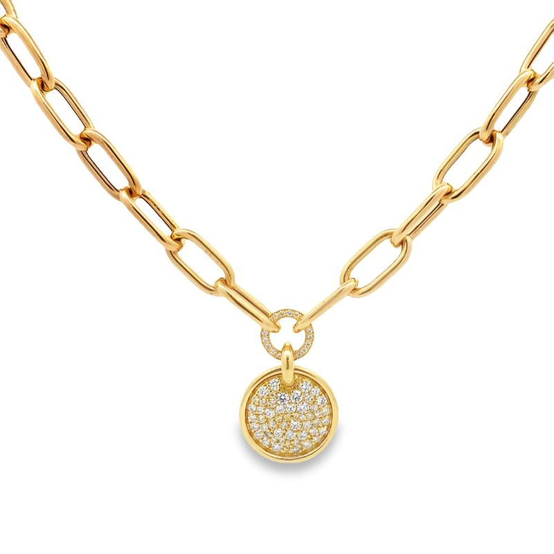 Damaso 18K Yellow Gold Diamond Medallion and Link Necklace